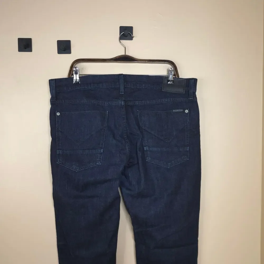 Hudson Jeans Collin Mid-Rise Skinny Button Fly Jean in Dark Wash Size 36x33